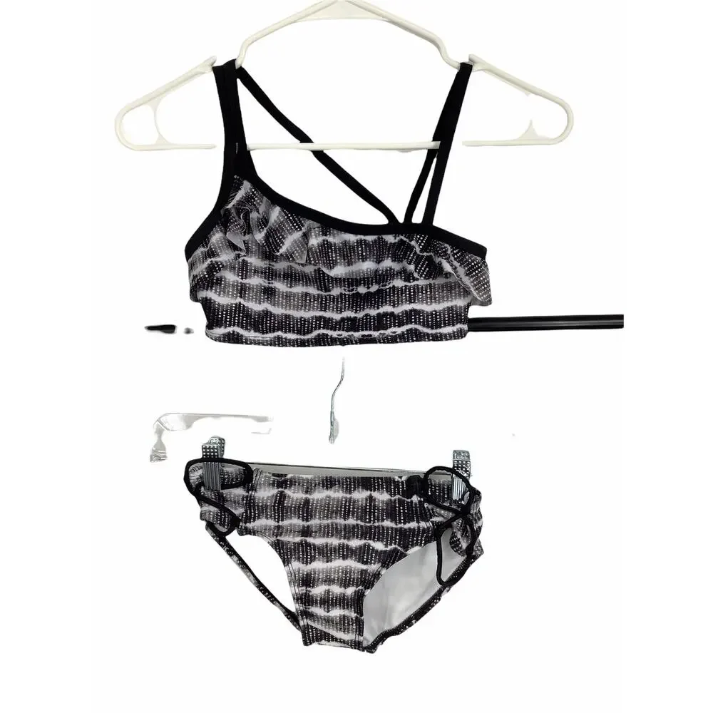 Art Class Girls Black & White Bikini Swim Bathing Suit Set Kids Size Medium 7/8